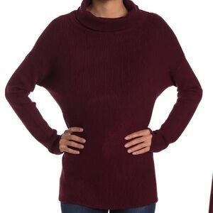 NWOT‎ DEVOTION BY CYRUS Cowlneck Ribbed Tunic Sweater Sz Medium Burgundy Knit